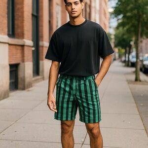 Y2K Men’s Baggy Jean Jort Size 34 Teal Ish Green Black Stripes Gitano